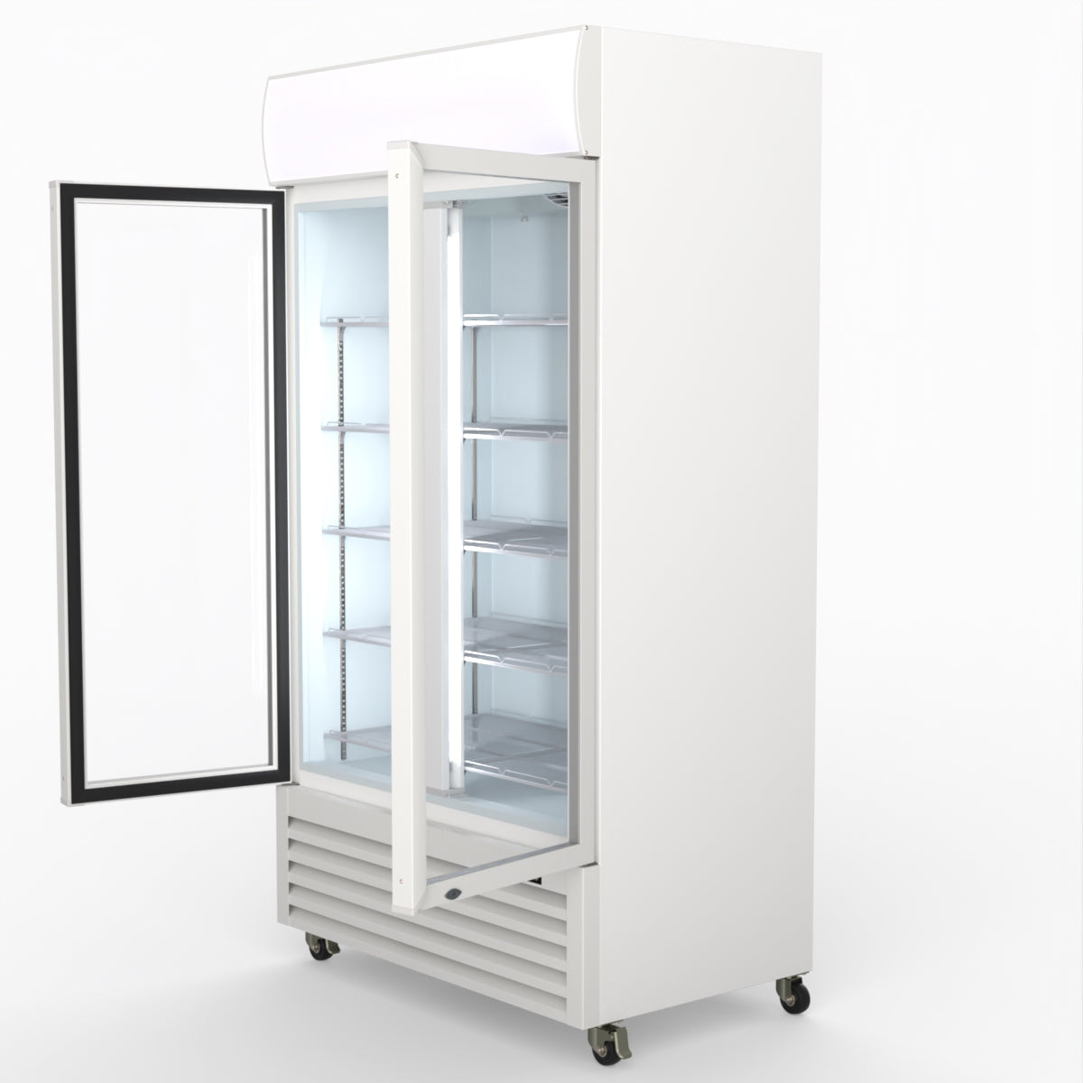 Thermaster 1000L Two Glass Door Colourbond Upright Drink Fridge White LG-1000P