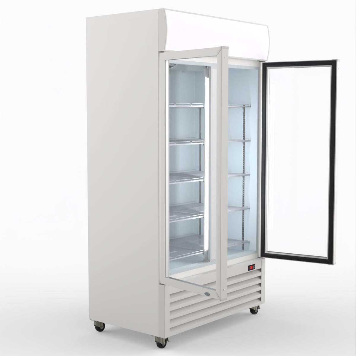 Thermaster 1000L Two Glass Door Colourbond Upright Drink Fridge White LG-1000P