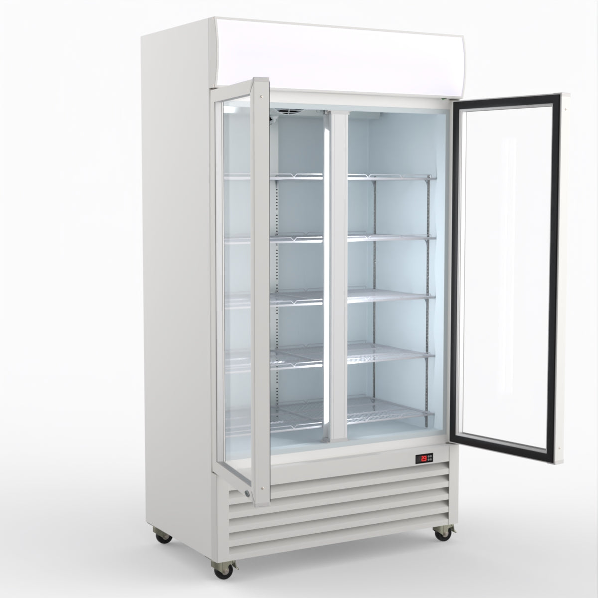 Thermaster 1000L Two Glass Door Colourbond Upright Drink Fridge White LG-1000P