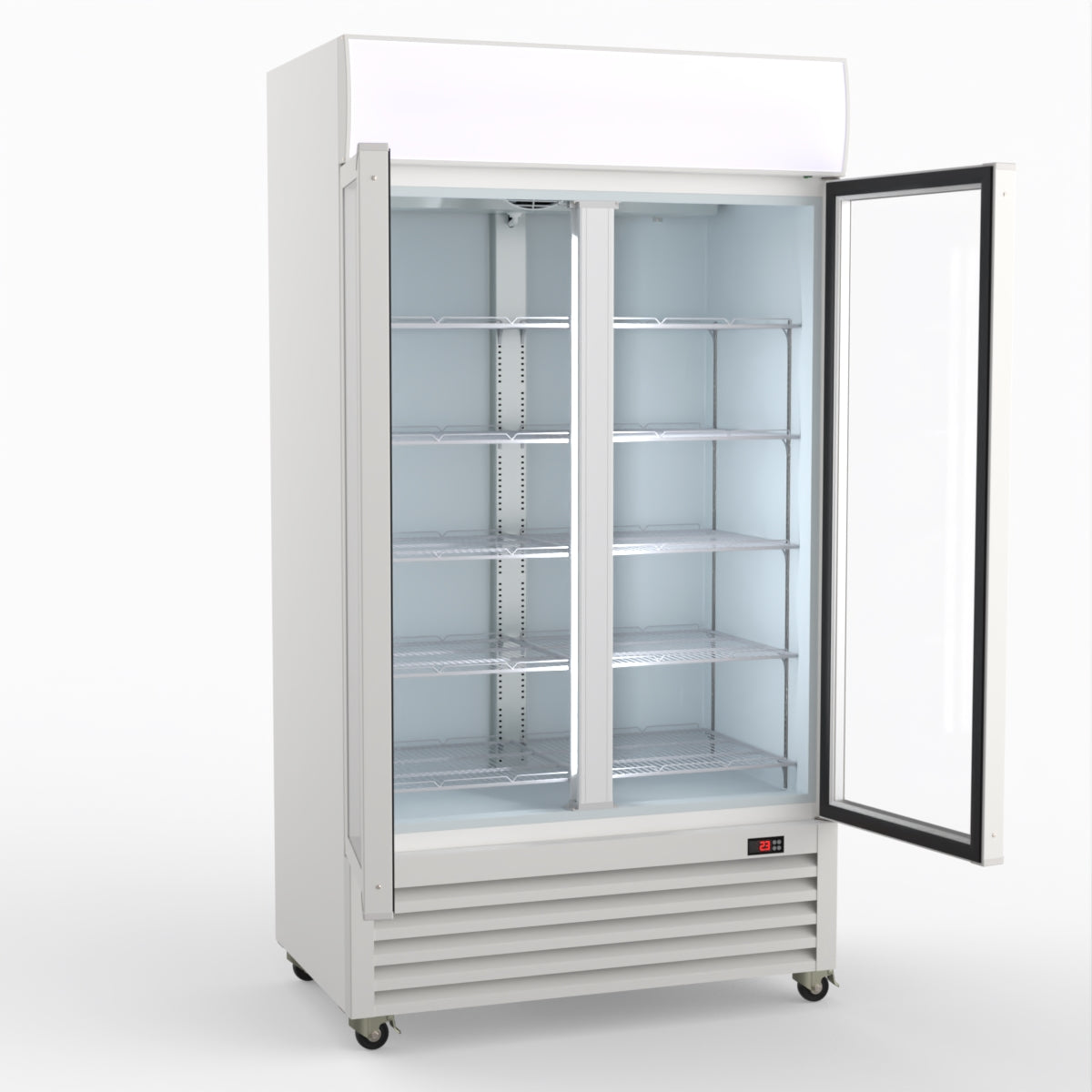 Thermaster 1000L Two Glass Door Colourbond Upright Drink Fridge White LG-1000P