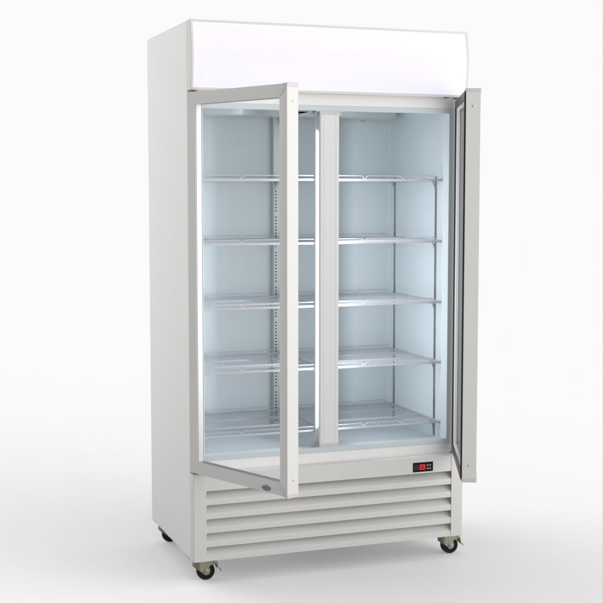 Thermaster 1000L Two Glass Door Colourbond Upright Drink Fridge White LG-1000P