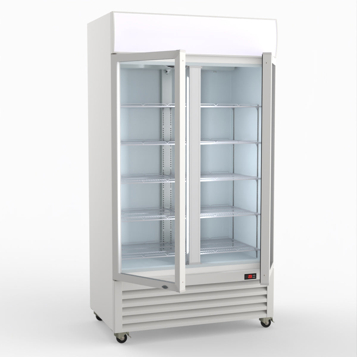 Thermaster 1000L Two Glass Door Colourbond Upright Drink Fridge White LG-1000P
