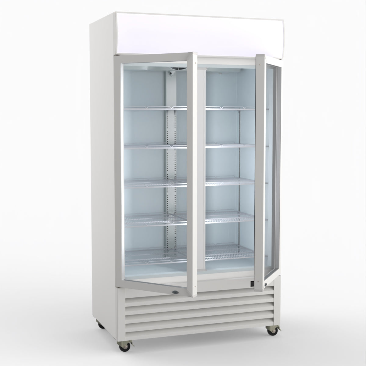 Thermaster 1000L Two Glass Door Colourbond Upright Drink Fridge White LG-1000P