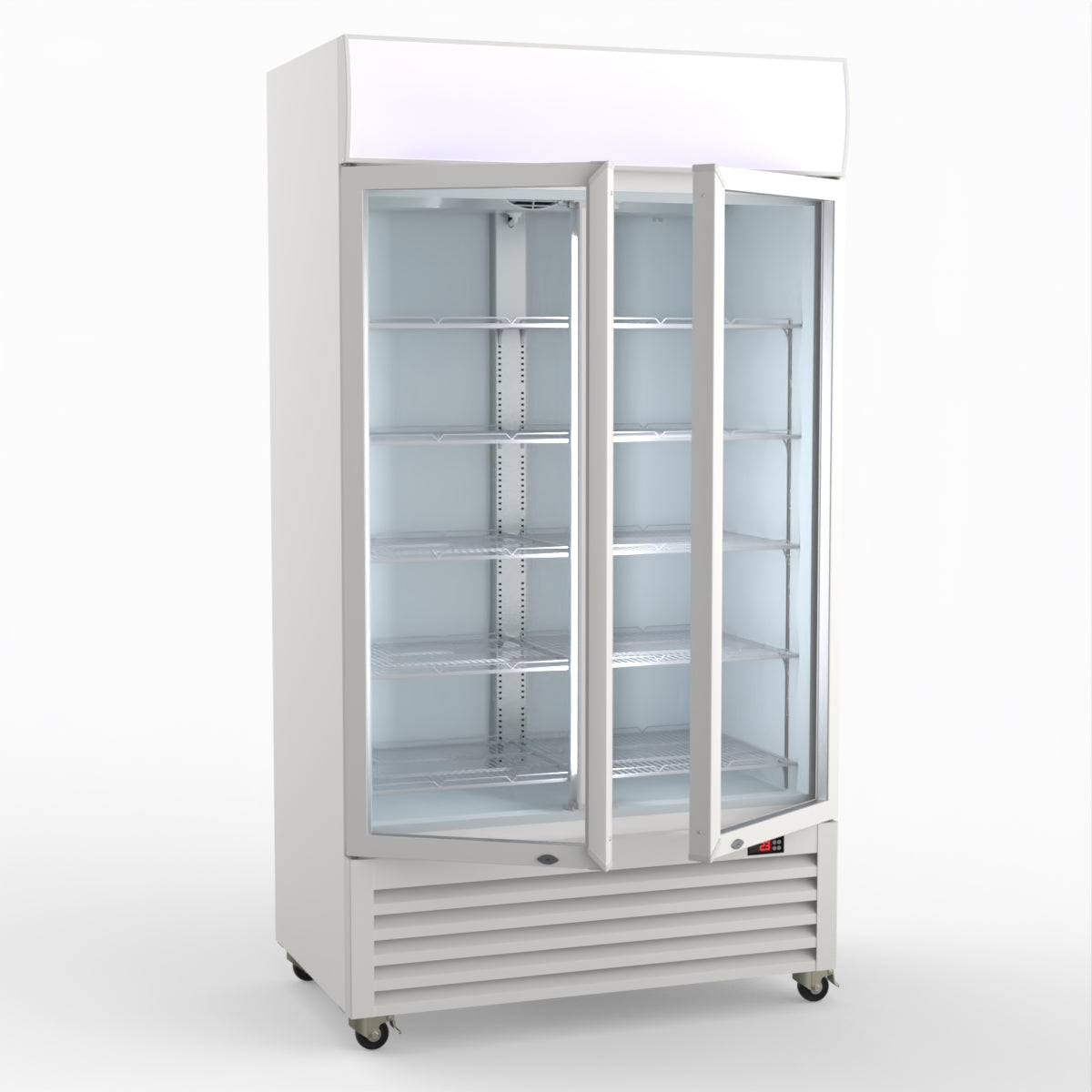 Thermaster 1000L Two Glass Door Colourbond Upright Drink Fridge White LG-1000P