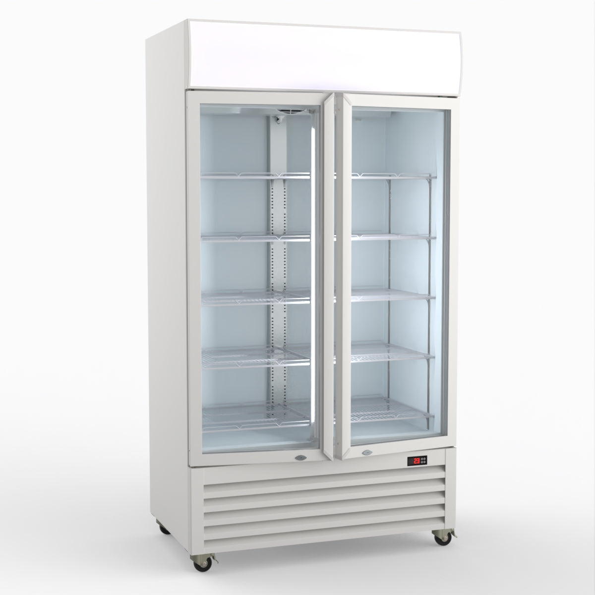 Thermaster 1000L Two Glass Door Colourbond Upright Drink Fridge White LG-1000P