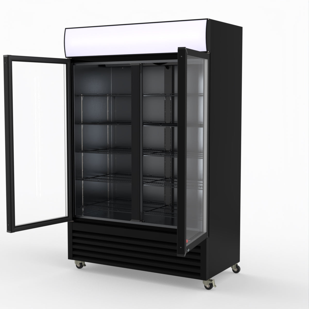 Thermaster 1200L Two Glass Door Colourbond Upright Drink Fridge Black LG-1200BP