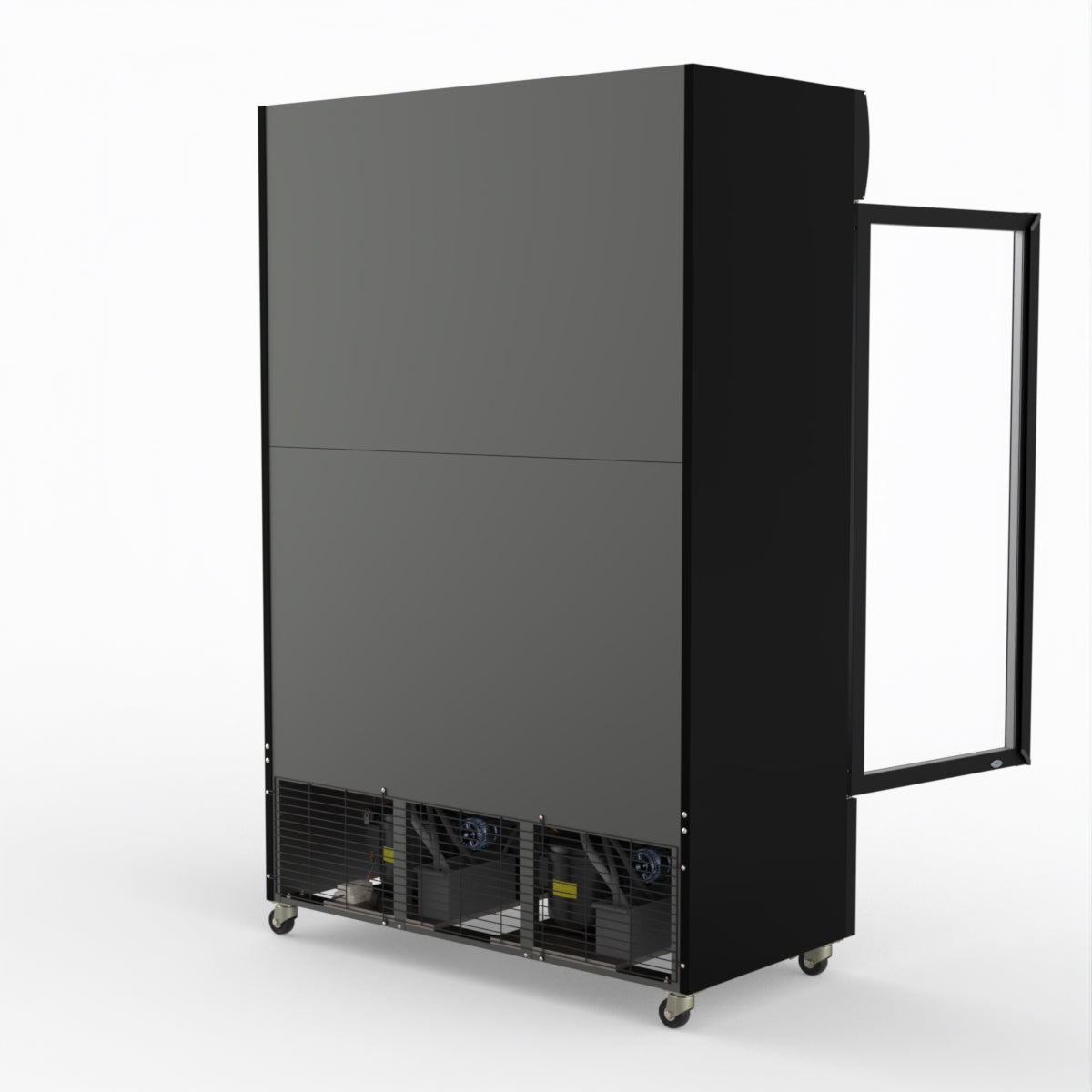 Thermaster 1200L Two Glass Door Colourbond Upright Drink Fridge Black LG-1200BP