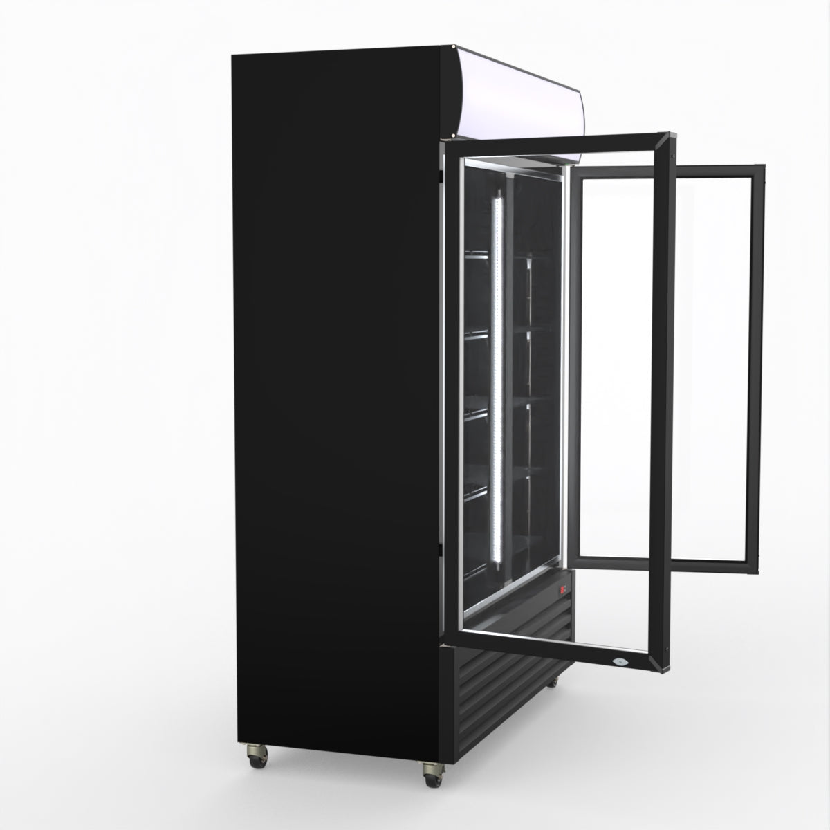 Thermaster 1200L Two Glass Door Colourbond Upright Drink Fridge Black LG-1200BP