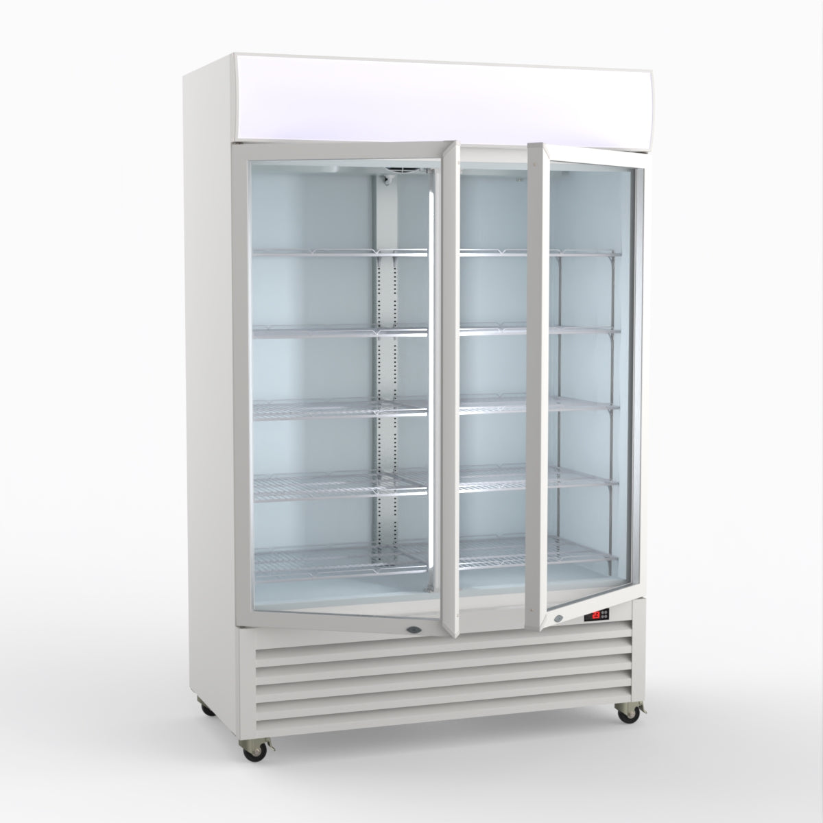 Thermaster 1200L Two Glass Door Colourbond Upright Drink Fridge White LG-1200P