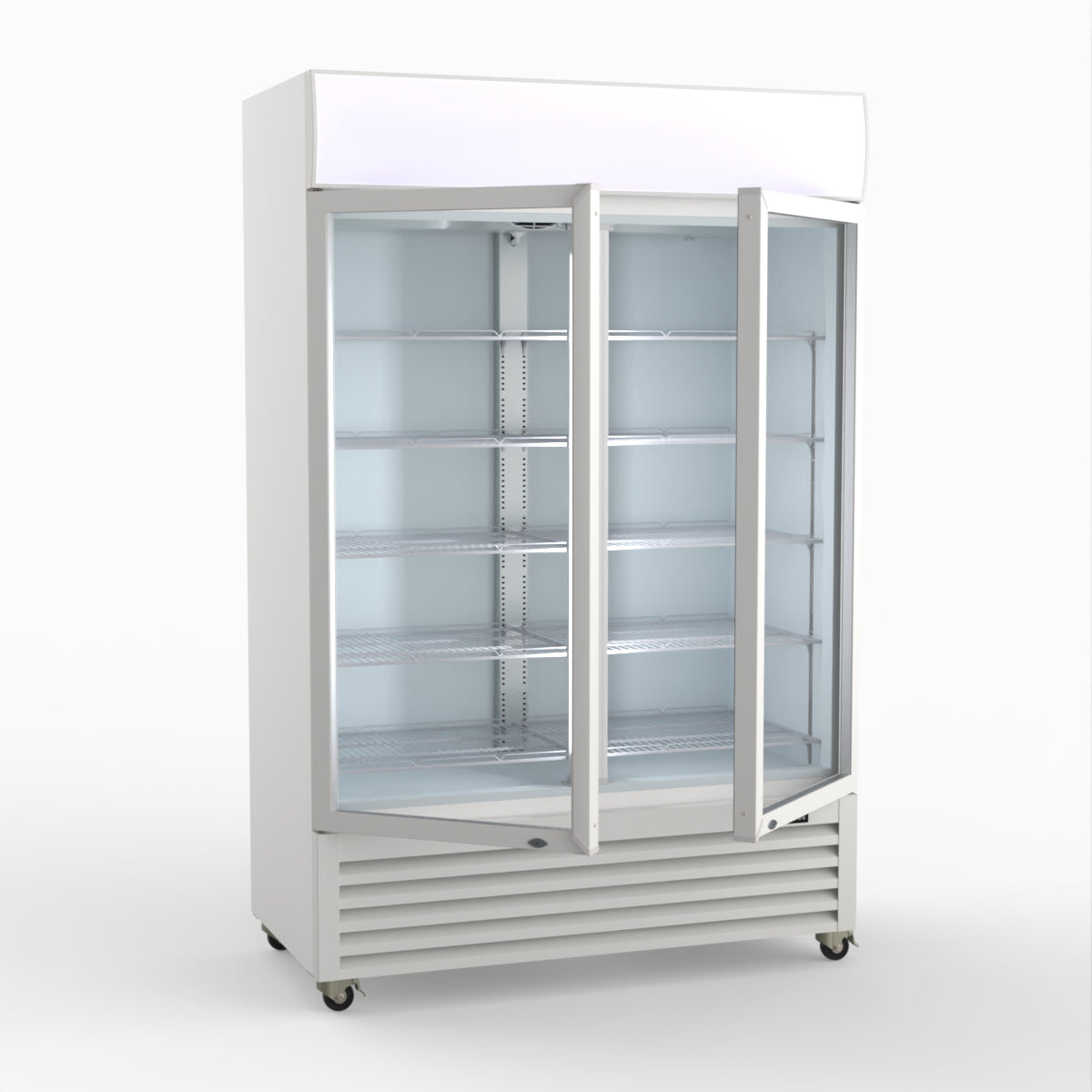 Thermaster 1200L Two Glass Door Colourbond Upright Drink Fridge White LG-1200P