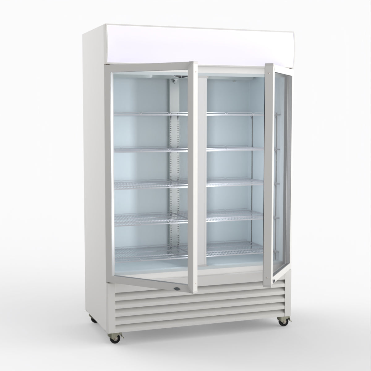Thermaster 1200L Two Glass Door Colourbond Upright Drink Fridge White LG-1200P