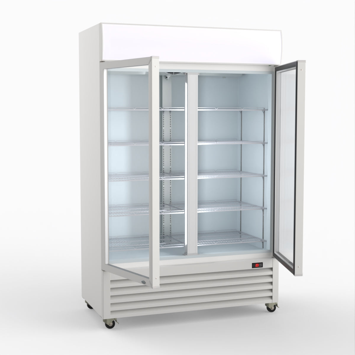 Thermaster 1200L Two Glass Door Colourbond Upright Drink Fridge White LG-1200P
