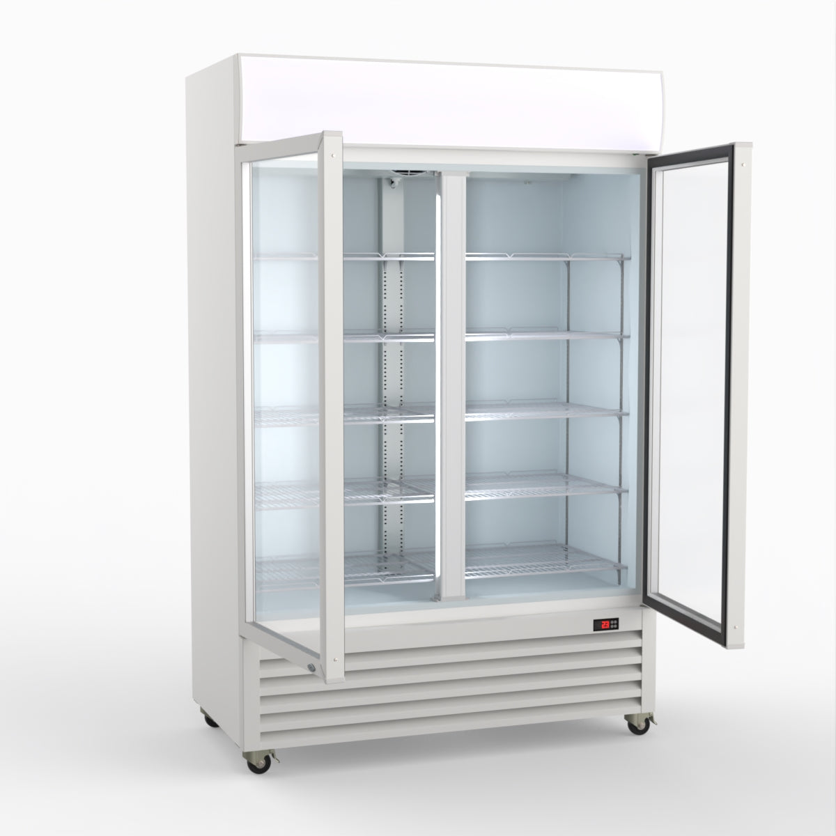 Thermaster 1200L Two Glass Door Colourbond Upright Drink Fridge White LG-1200P