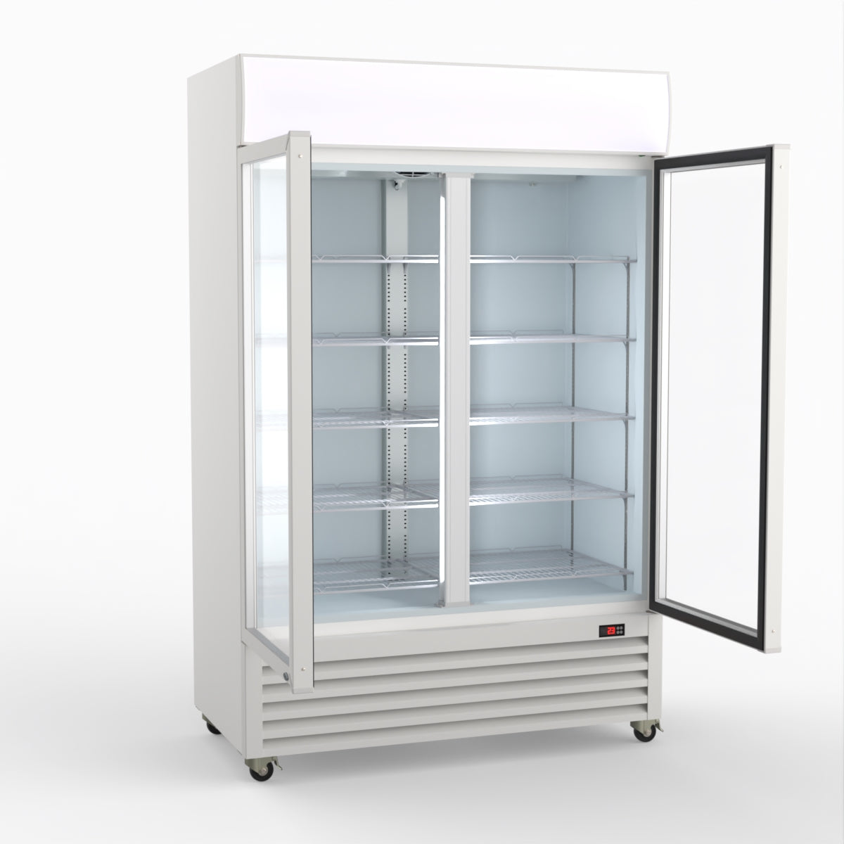 Thermaster 1200L Two Glass Door Colourbond Upright Drink Fridge White LG-1200P
