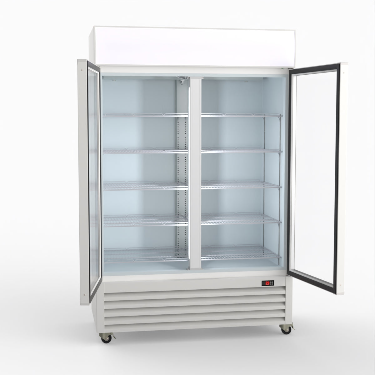 Thermaster 1200L Two Glass Door Colourbond Upright Drink Fridge White LG-1200P