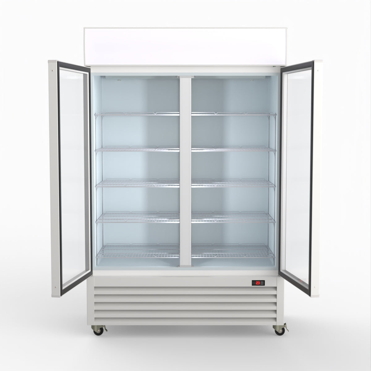 Thermaster 1200L Two Glass Door Colourbond Upright Drink Fridge White LG-1200P