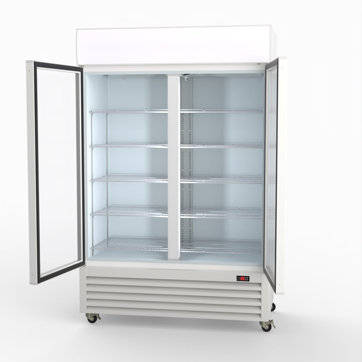 Thermaster 1200L Two Glass Door Colourbond Upright Drink Fridge White LG-1200P