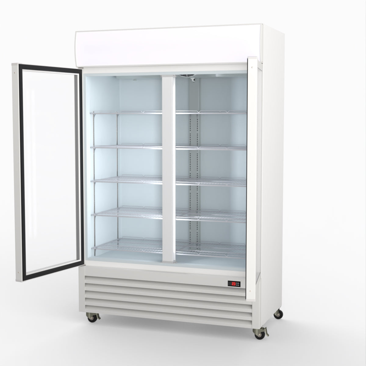 Thermaster 1200L Two Glass Door Colourbond Upright Drink Fridge White LG-1200P