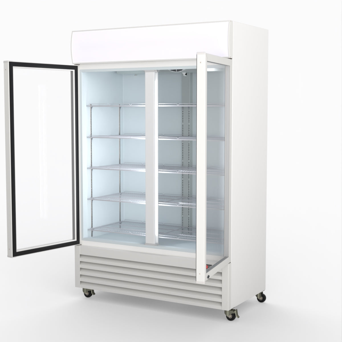 Thermaster 1200L Two Glass Door Colourbond Upright Drink Fridge White LG-1200P