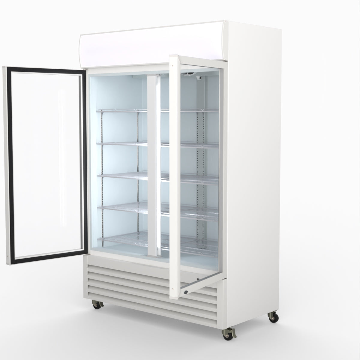 Thermaster 1200L Two Glass Door Colourbond Upright Drink Fridge White LG-1200P