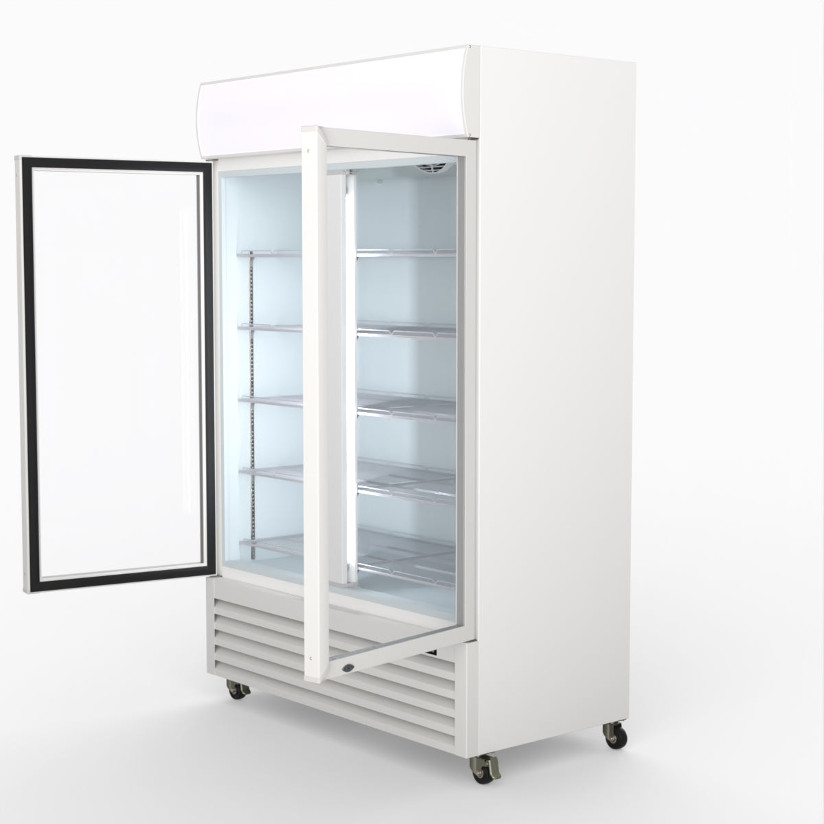 Thermaster 1200L Two Glass Door Colourbond Upright Drink Fridge White LG-1200P