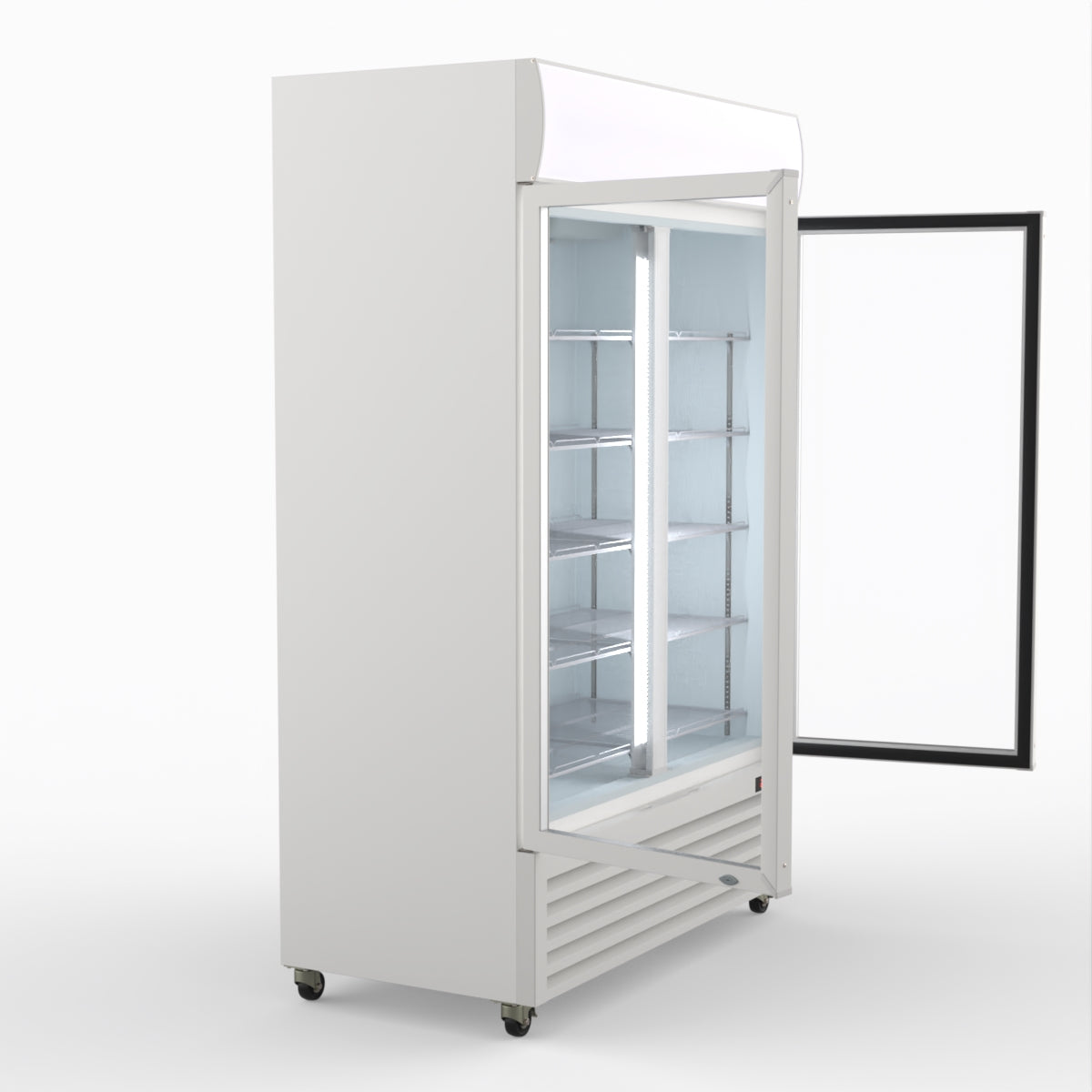 Thermaster 1200L Two Glass Door Colourbond Upright Drink Fridge White LG-1200P