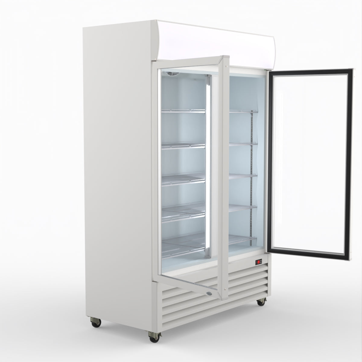 Thermaster 1200L Two Glass Door Colourbond Upright Drink Fridge White LG-1200P