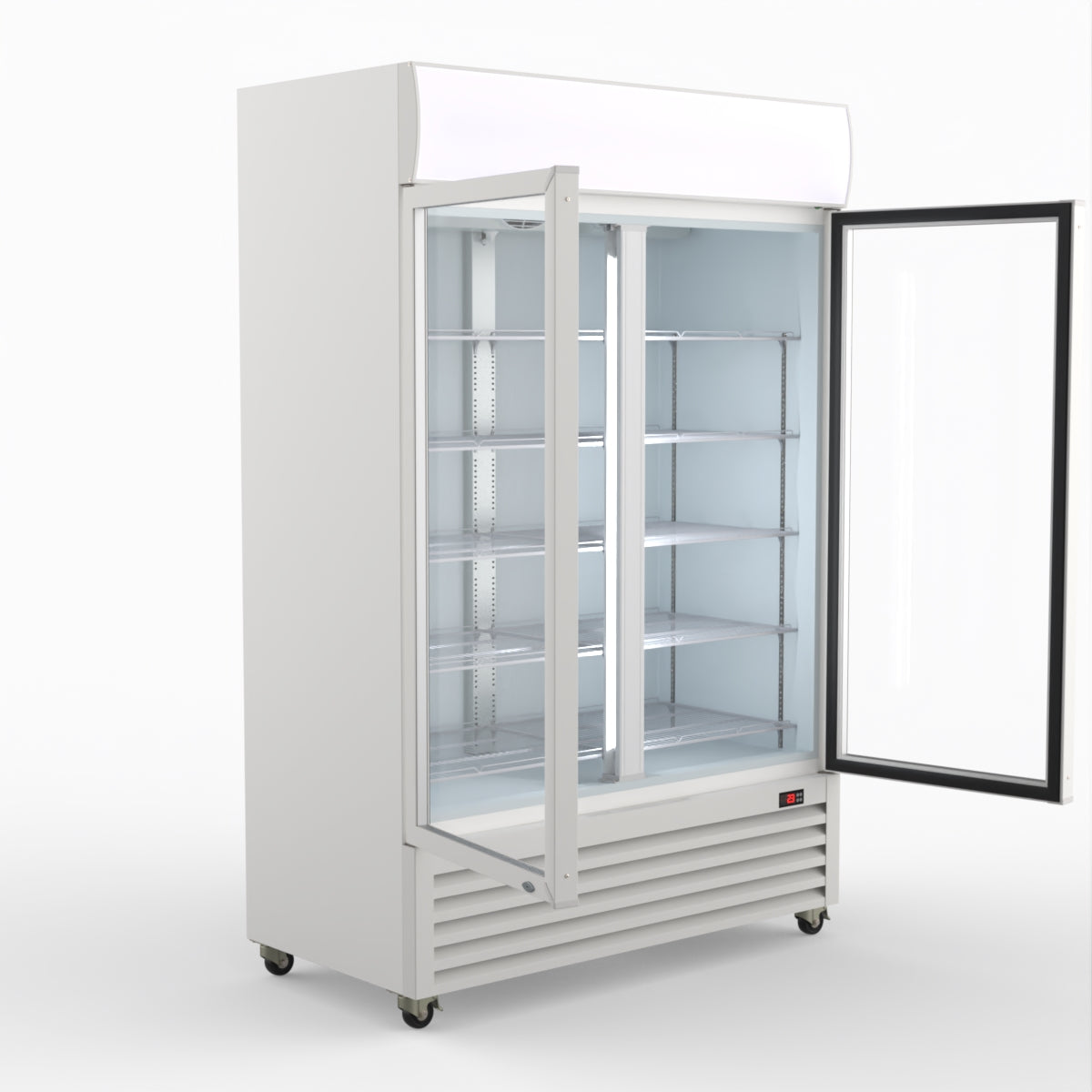 Thermaster 1200L Two Glass Door Colourbond Upright Drink Fridge White LG-1200P