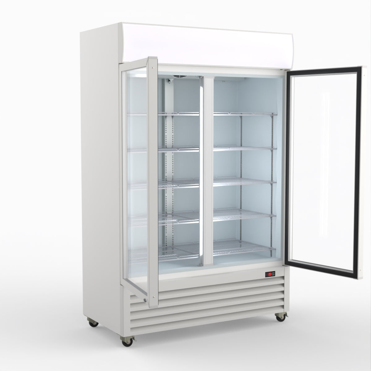 Thermaster 1200L Two Glass Door Colourbond Upright Drink Fridge White LG-1200P