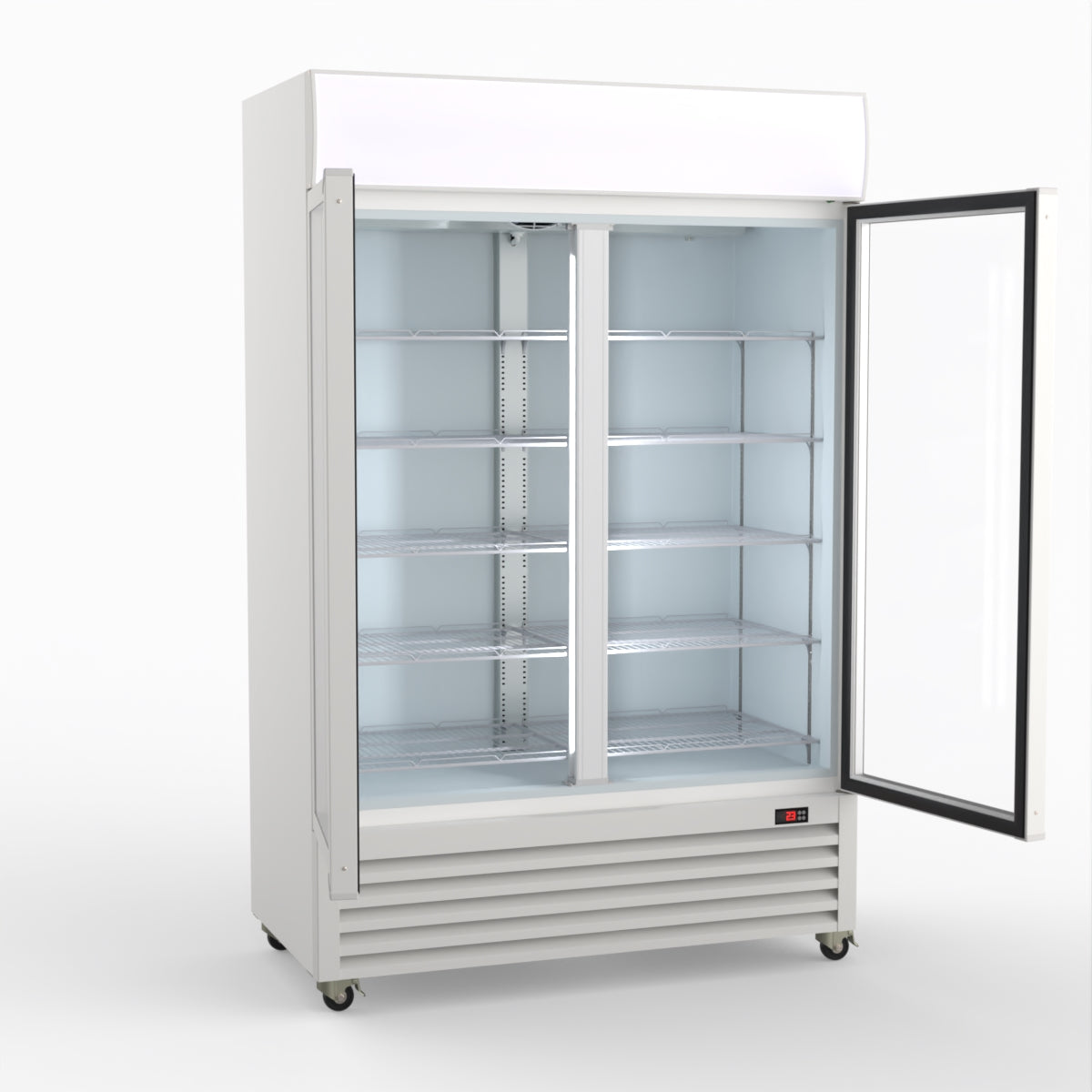 Thermaster 1200L Two Glass Door Colourbond Upright Drink Fridge White LG-1200P