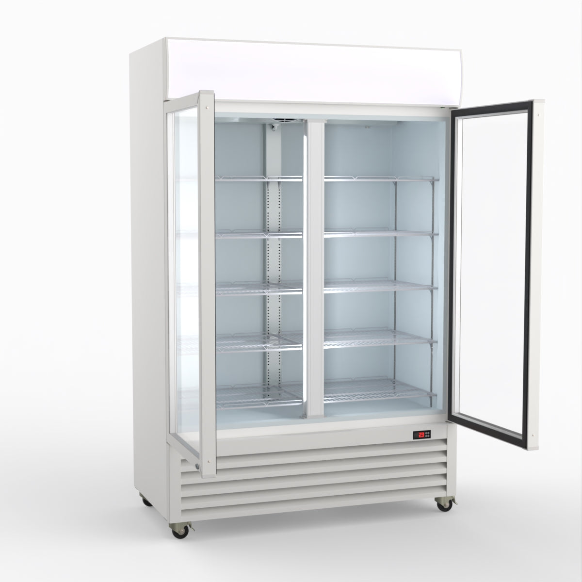 Thermaster 1200L Two Glass Door Colourbond Upright Drink Fridge White LG-1200P