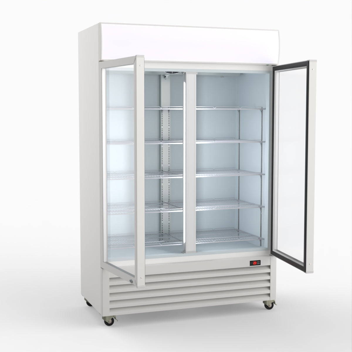 Thermaster 1200L Two Glass Door Colourbond Upright Drink Fridge White LG-1200P