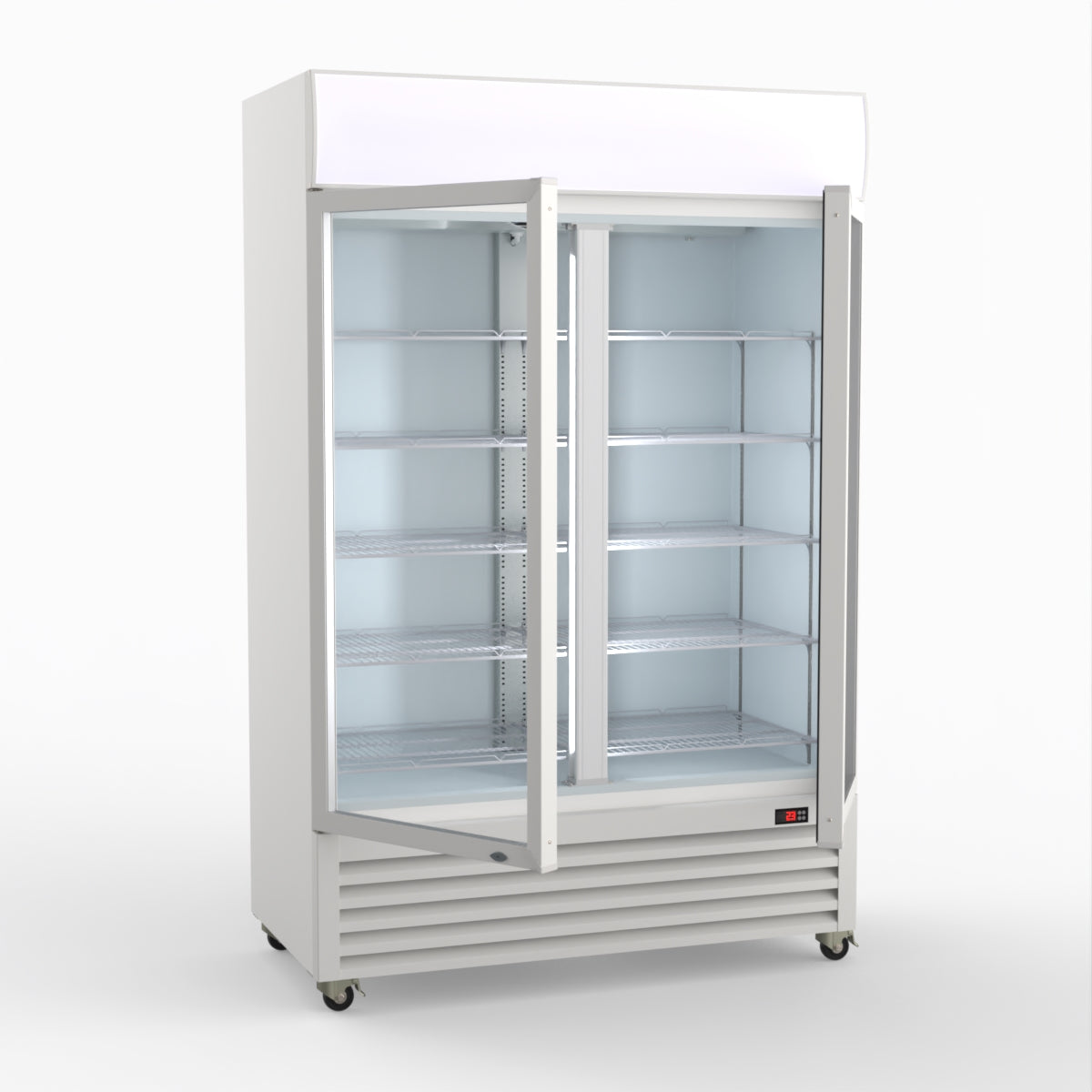 Thermaster 1200L Two Glass Door Colourbond Upright Drink Fridge White LG-1200P