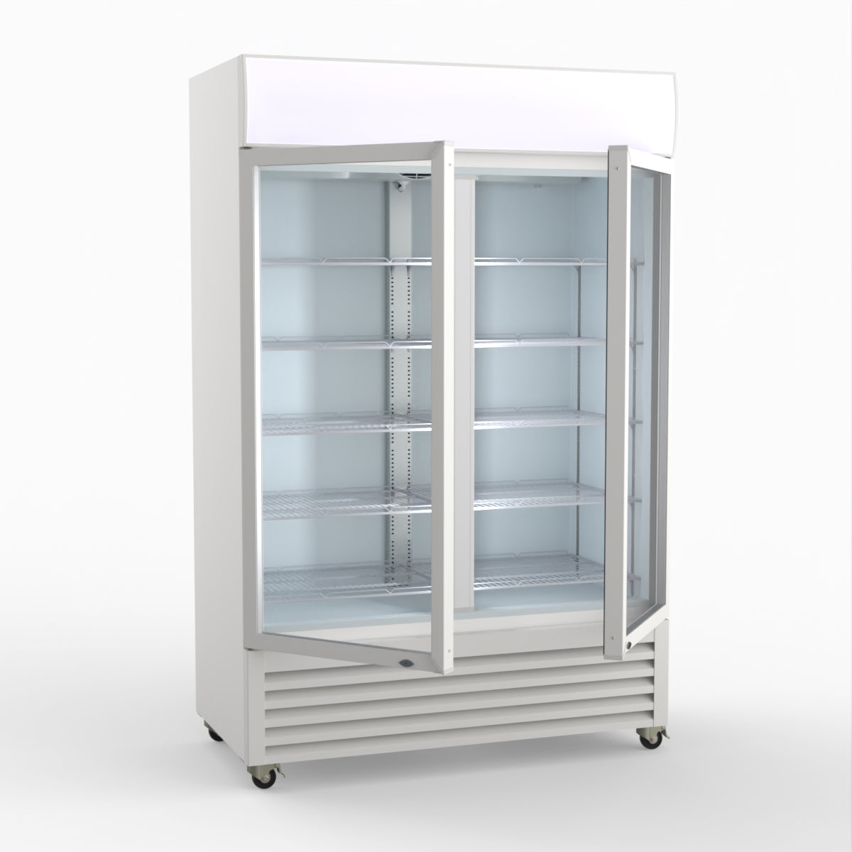 Thermaster 1200L Two Glass Door Colourbond Upright Drink Fridge White LG-1200P