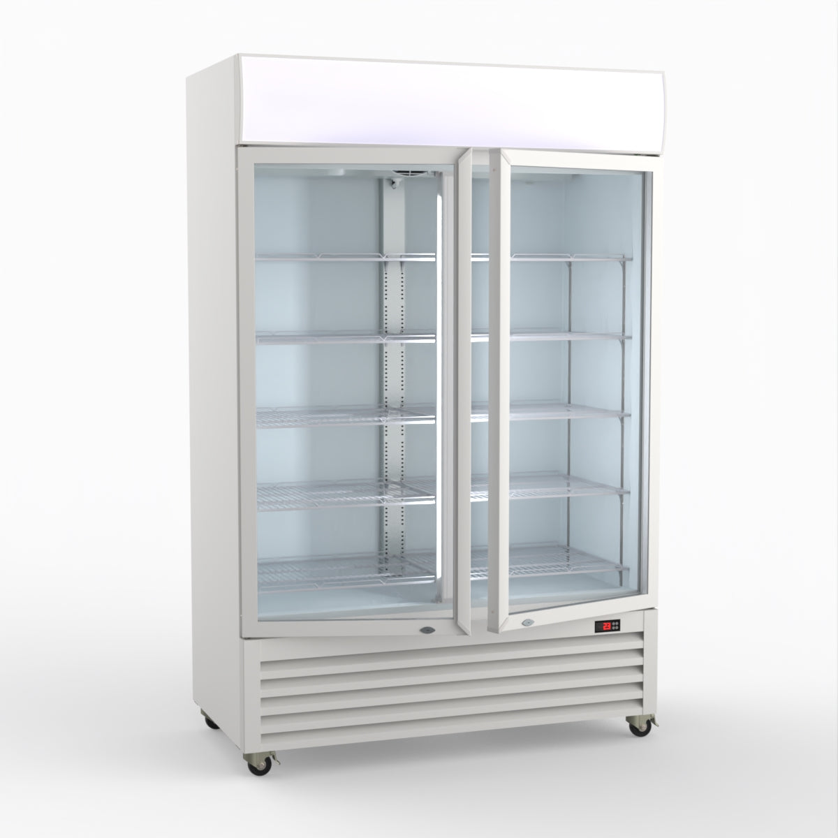Thermaster 1200L Two Glass Door Colourbond Upright Drink Fridge White LG-1200P