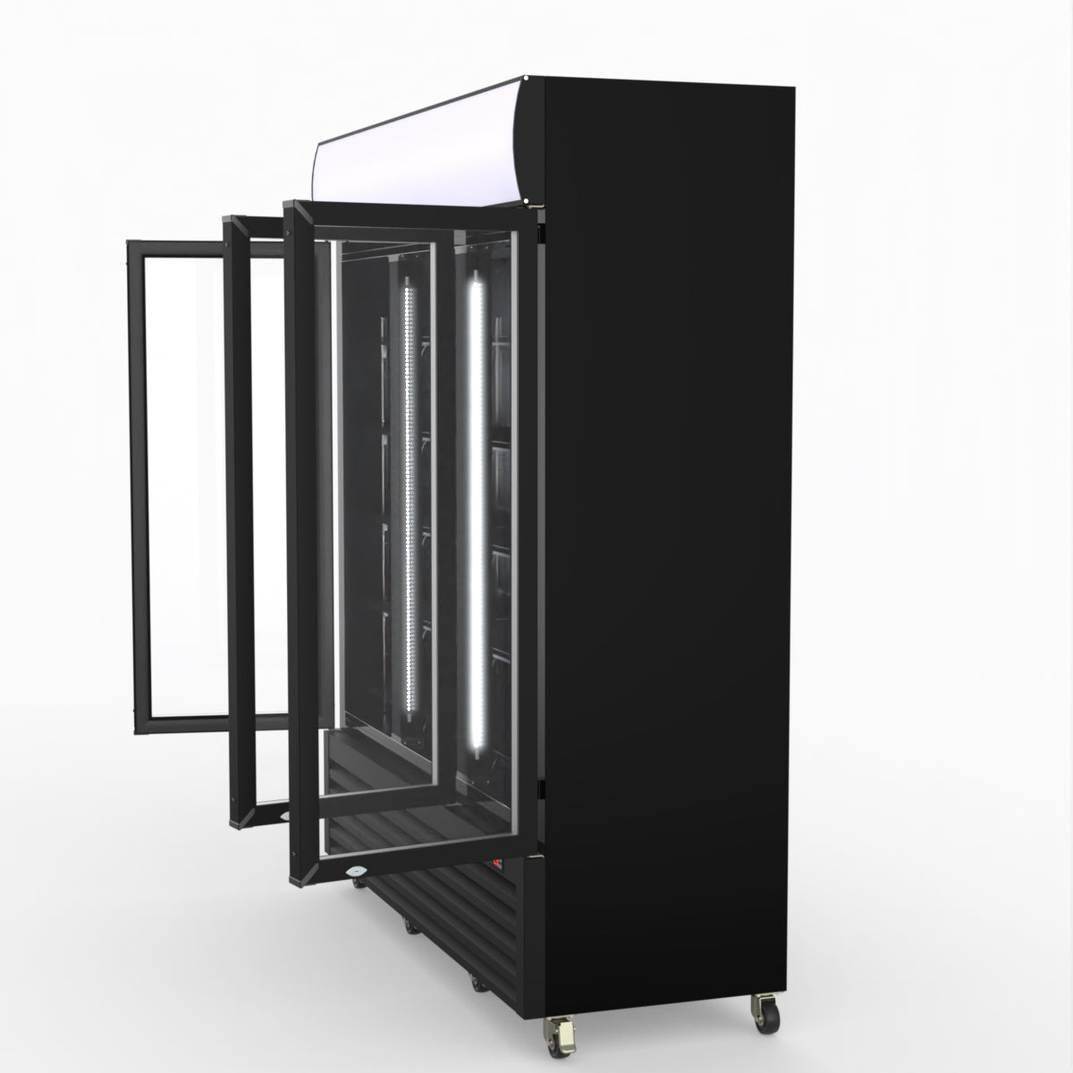 Thermaster 1200L 3 Glass Door Colourbond Upright Drink Fridge Black LG-1203BP