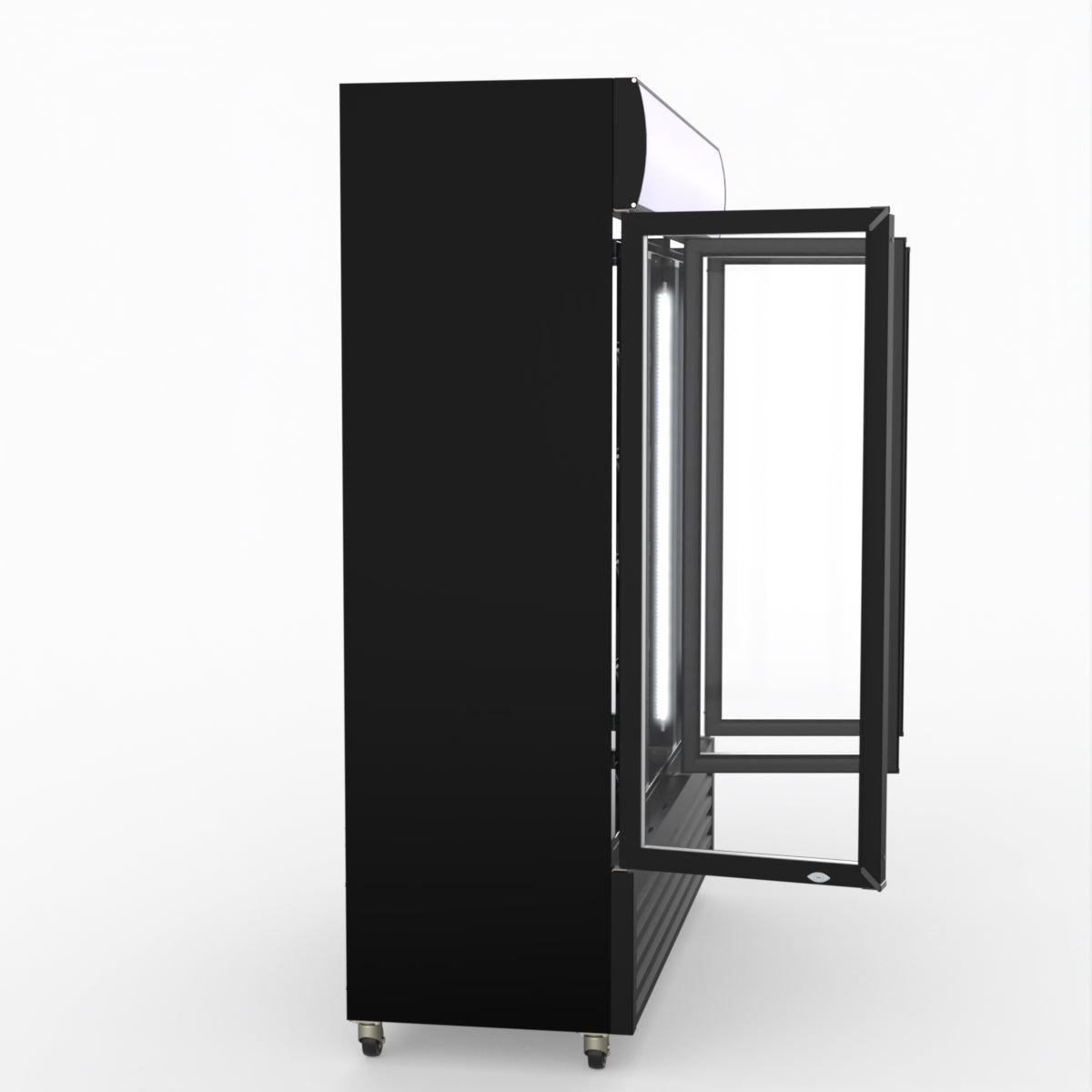 Thermaster 1200L 3 Glass Door Colourbond Upright Drink Fridge Black LG-1203BP