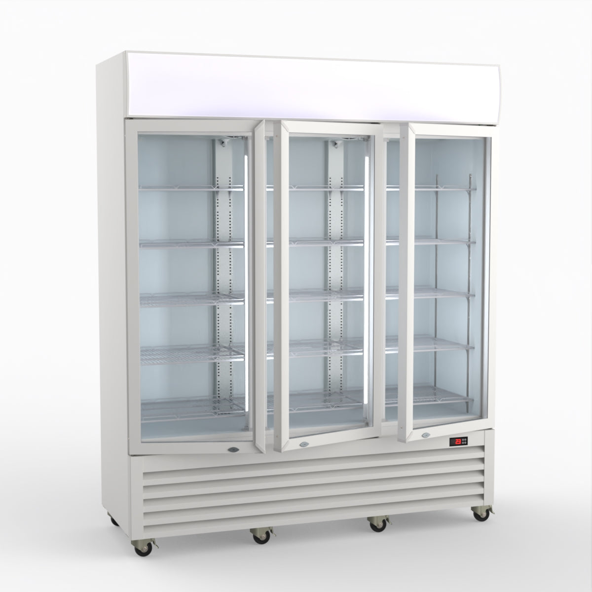Thermaster 1200L 3 Glass Door Colourbond Upright Drink Fridge White LG-1203P