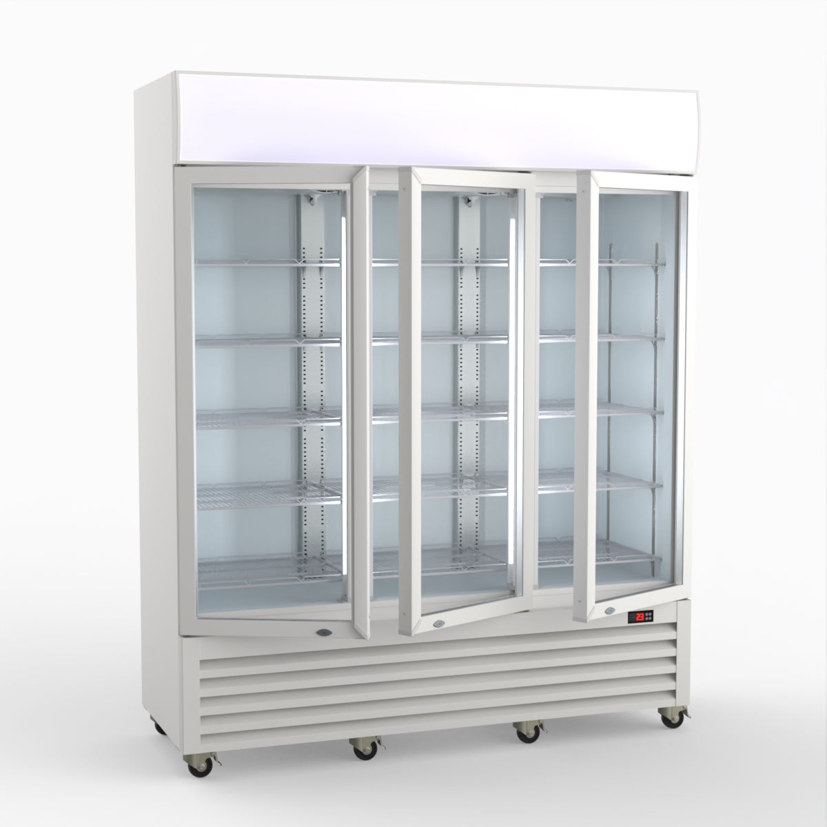 Thermaster 1200L 3 Glass Door Colourbond Upright Drink Fridge White LG-1203P