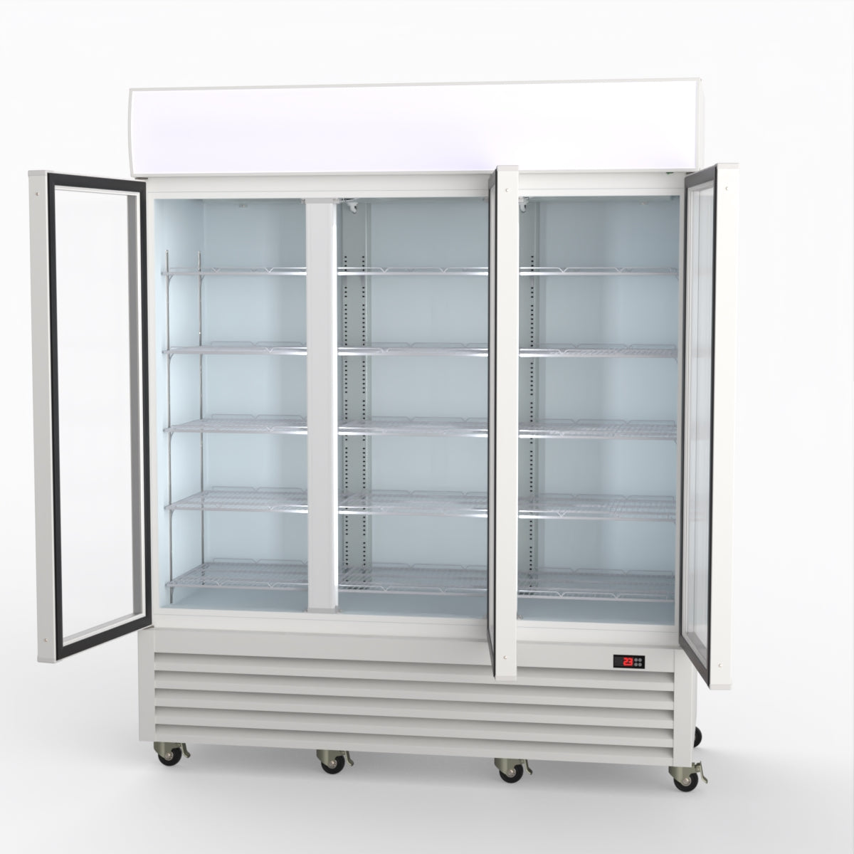 Thermaster 1200L 3 Glass Door Colourbond Upright Drink Fridge White LG-1203P