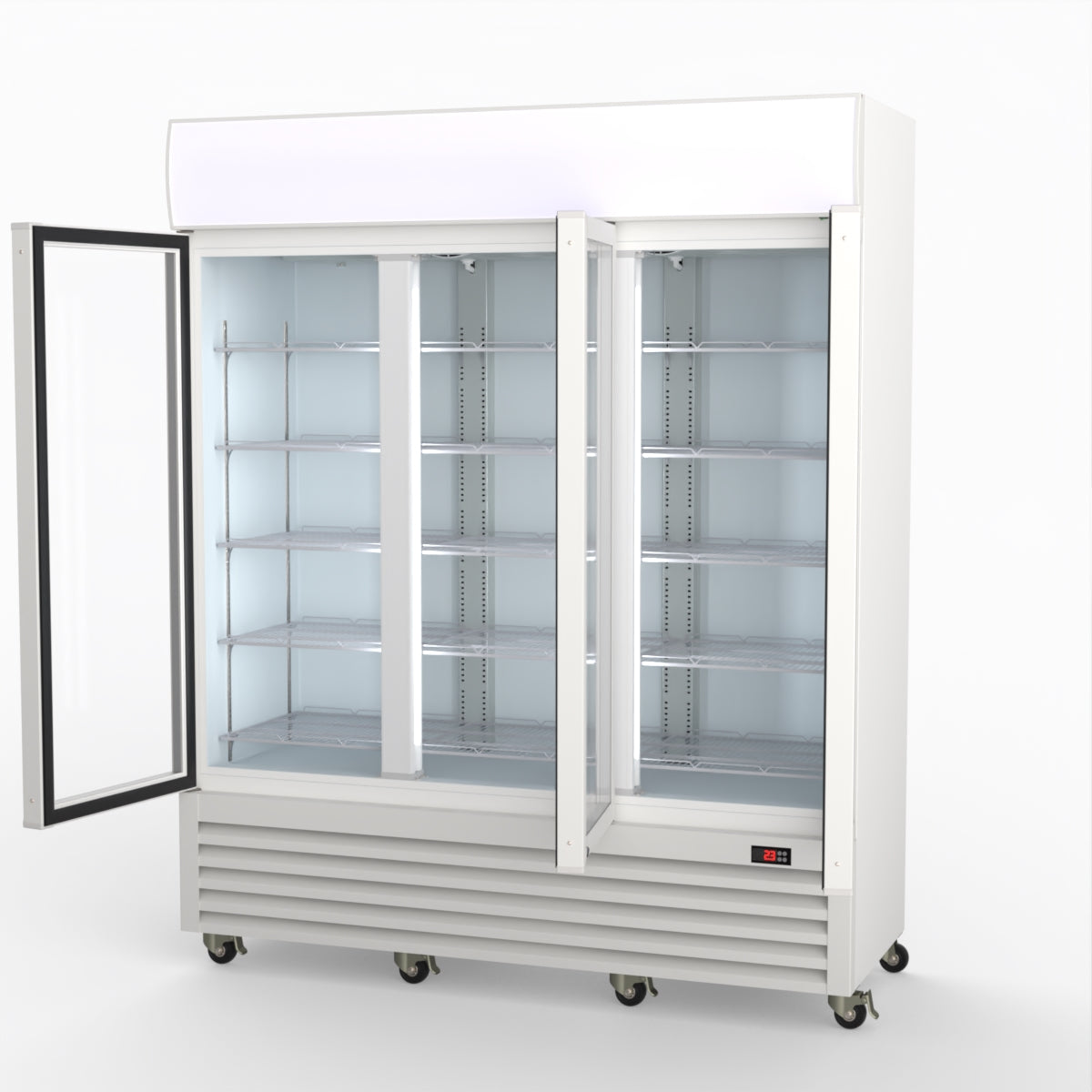 Thermaster 1200L 3 Glass Door Colourbond Upright Drink Fridge White LG-1203P