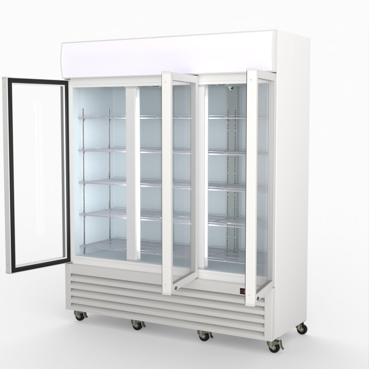 Thermaster 1200L 3 Glass Door Colourbond Upright Drink Fridge White LG-1203P