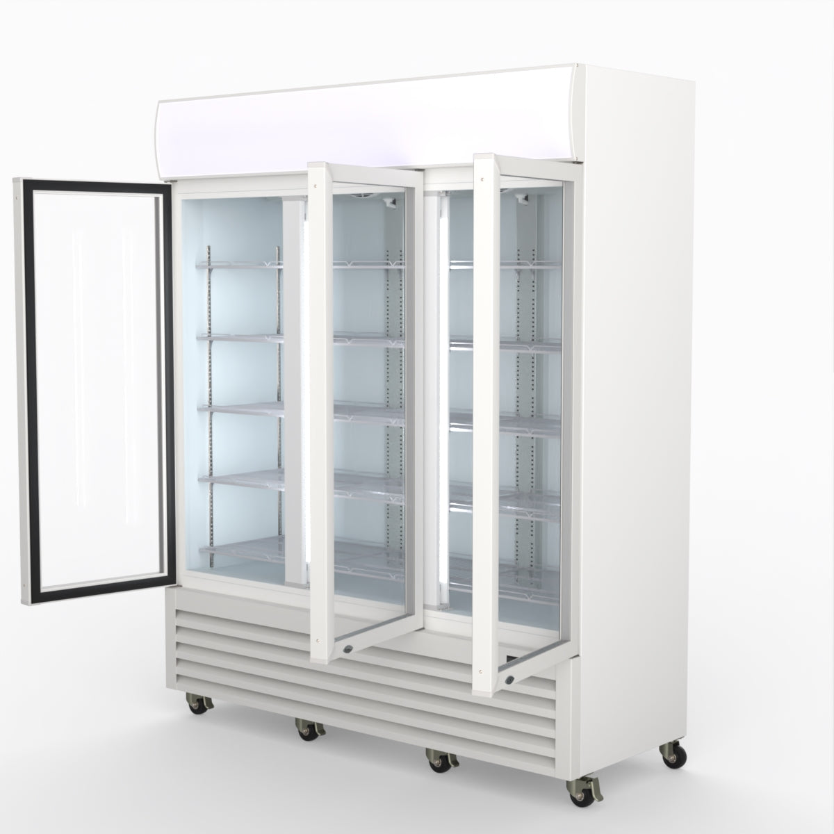 Thermaster 1200L 3 Glass Door Colourbond Upright Drink Fridge White LG-1203P