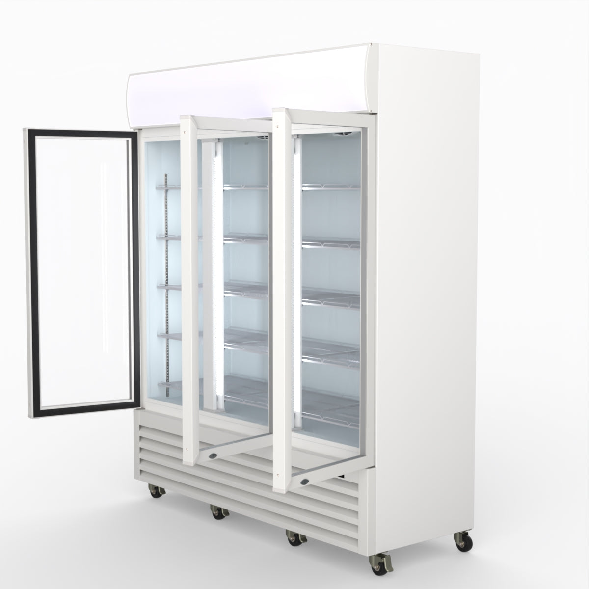 Thermaster 1200L 3 Glass Door Colourbond Upright Drink Fridge White LG-1203P