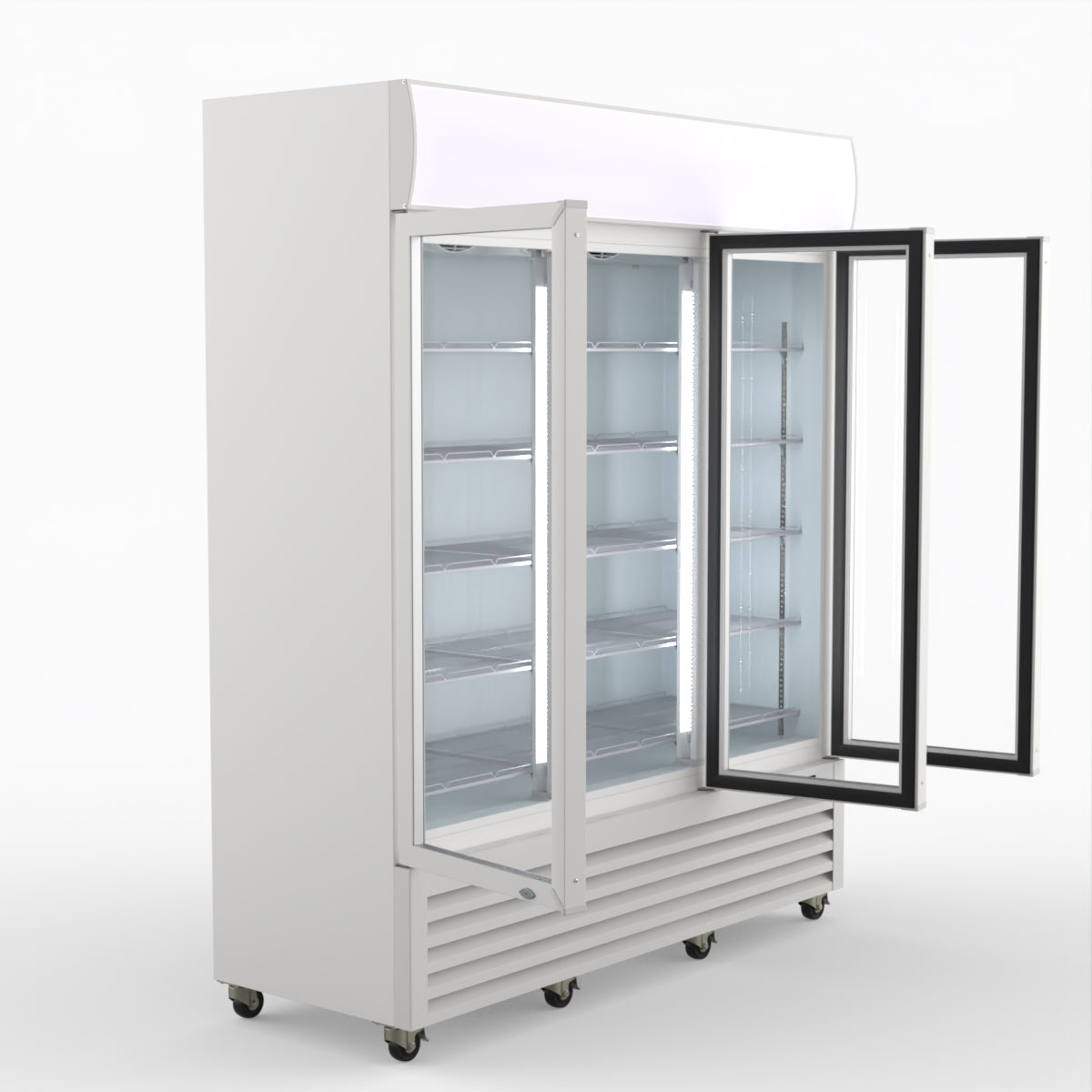 Thermaster 1200L 3 Glass Door Colourbond Upright Drink Fridge White LG-1203P