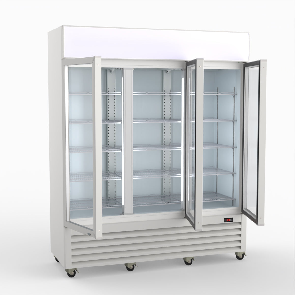 Thermaster 1200L 3 Glass Door Colourbond Upright Drink Fridge White LG-1203P