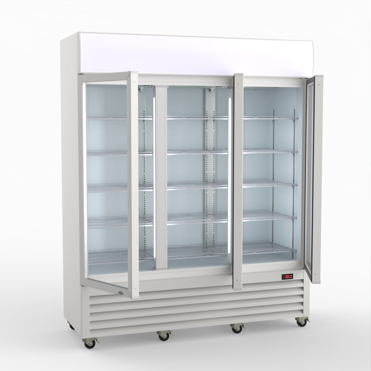 Thermaster 1200L 3 Glass Door Colourbond Upright Drink Fridge White LG-1203P