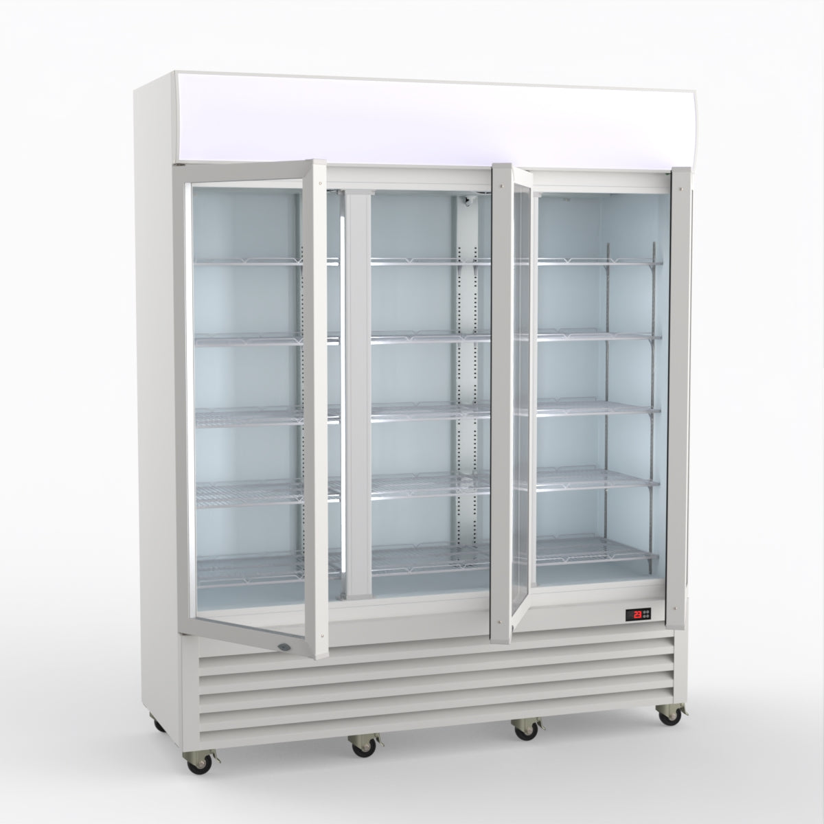 Thermaster 1200L 3 Glass Door Colourbond Upright Drink Fridge White LG-1203P
