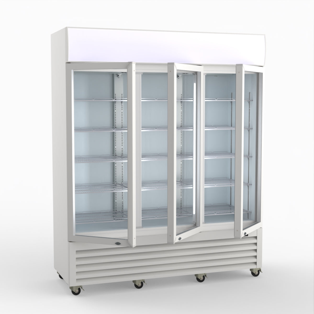 Thermaster 1200L 3 Glass Door Colourbond Upright Drink Fridge White LG-1203P