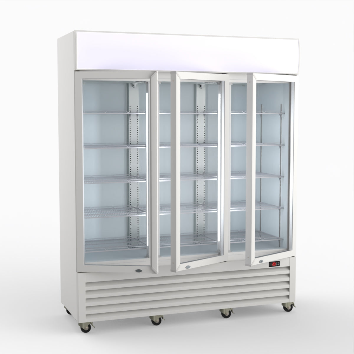 Thermaster 1200L 3 Glass Door Colourbond Upright Drink Fridge White LG-1203P